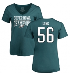 Women's Nike Philadelphia Eagles #56 Chris Long Green Super Bowl LII Champions V-Neck T-Shirt