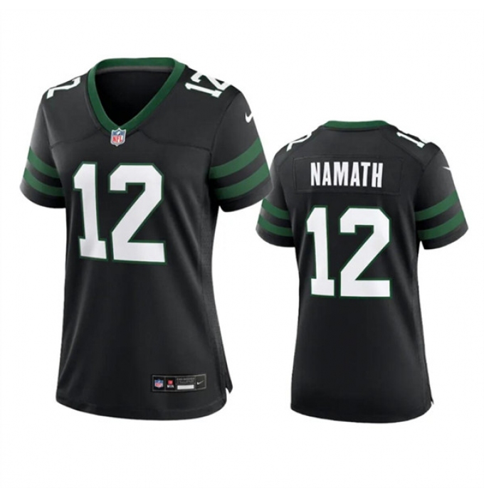 Women's New York Jets #12 Joe Namath Black 2024 Football Stitched Jersey(Run Small)