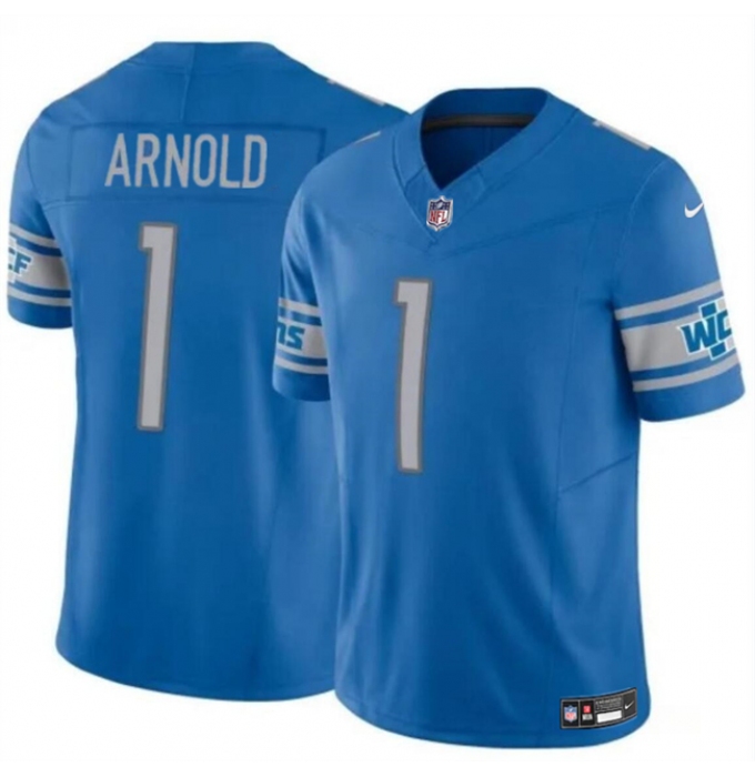 Men's Detroit Lions #1 Terrion Arnold Blue 2024 Draft F.U.S.E. Vapor Untouchable Limited Football Stitched Jersey