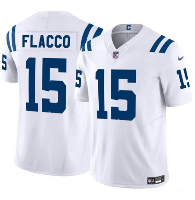 Men's Indianapolis Colts #15 Joe Flacco White 2024 F.U.S.E. Vapor Limited Football Stitched Jersey